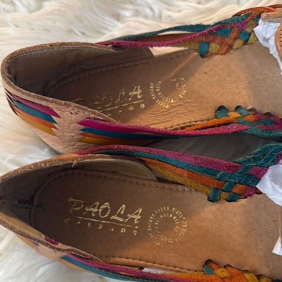 Paola Mexican Multicolor Colorful Patterned Women's Sandals Shoes Size 7 - Picture 6 of 7